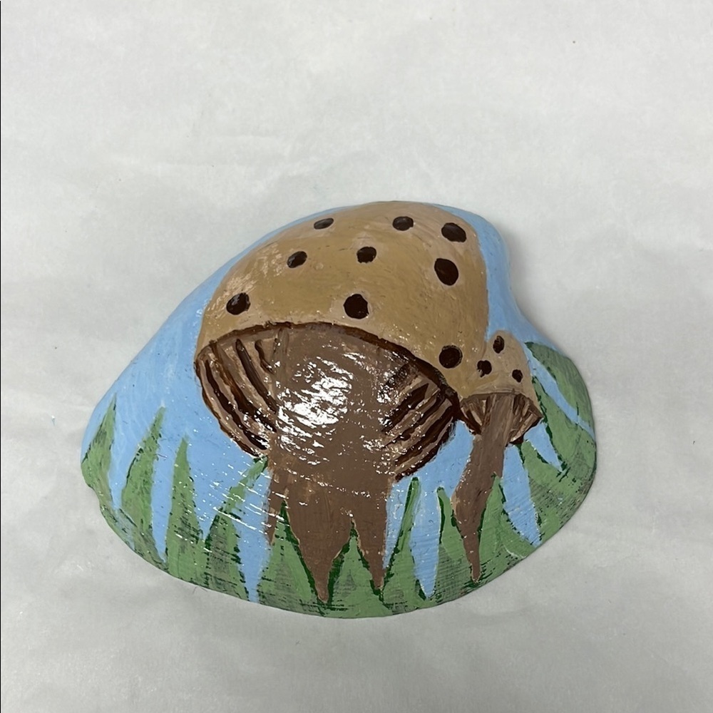 Hand Painted Mushroom Shell Decor